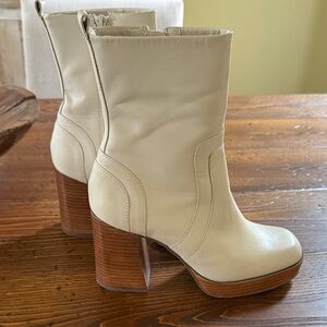 Steve Madden Cream Heeled Boots